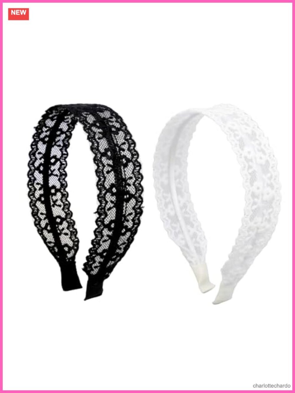 Lace Floral Embroidered Headbands Set of 2 Elastic Non Slip Hair Accessories